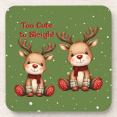 Sweet Reindeer Pair in Holiday Snowfall コースター (正面)
