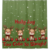 Sweet Reindeer Pair in Holiday Snowfall シャワーカーテン (正面)