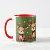 Sweet Reindeer Pair in Holiday Snowfall マグカップ (左)