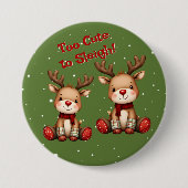 Sweet Reindeer Pair in Holiday Snowfall 缶バッジ (正面)