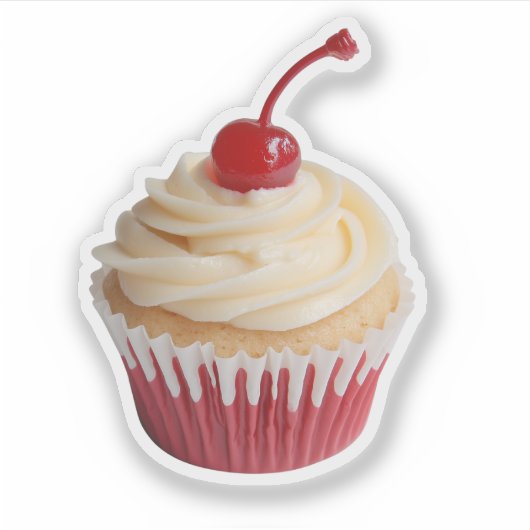 Sweet Retro Cherry-Topped Cupcake  シール (正面)