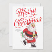 Sweet Retro Ice Skating Santa Non-Photo Christmas シーズンカード (正面)