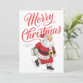 Sweet Retro Ice Skating Santa Non-Photo Christmas シーズンカード (スタンド正面)