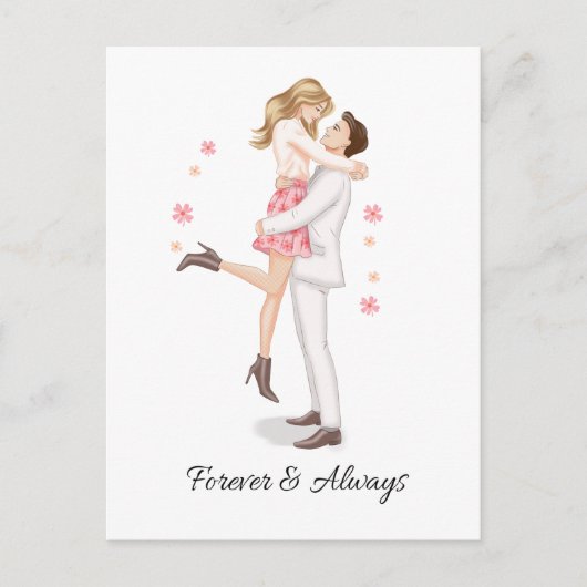 Sweet Romantic Couple Love Postcard ポストカード (正面)