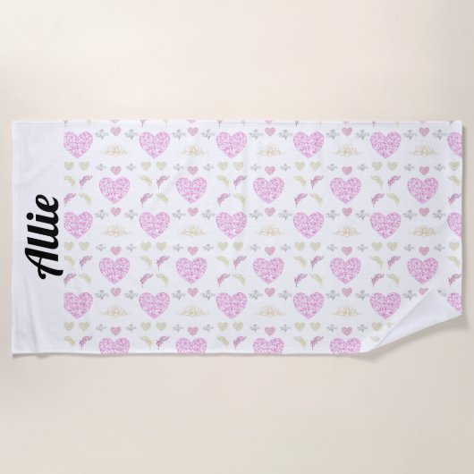 Sweet romantic valentine heart ビーチタオル (正面)