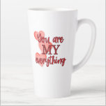 Sweet Romantic, "You are My Everything"ハート カフェラテマグ<br><div class="desc">この感傷的なマグカップはバ素晴らしンタインの日または記念日の贈り物を作る。しかし、あなた素晴らしが彼らを愛し、彼らがいかに特別であるかを誰かに伝えたいと思う日には、それは驚きを作る。両側には赤い文字が書かれている。「あなたは私の全てだ。文字の背後には、3つの赤とピンクのハートが水平に配置されている。ハートは立体感があり、キャンディハートに似ている。愛やバレンタインデーテーマを持つその他のアイテムは私の"愛とバレンタインデー"コレクションにある。他のマグカップは私の「マグコレクション」に入っている。</div>