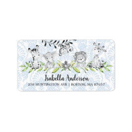 Sweet Safari Animals Boys Baby Shower Address ラベル