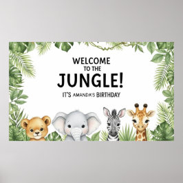 Sweet Safari Animals Welcome Jungle Birthday  ポスター
