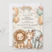 Sweet Safari First Birthday 招待状 (正面)