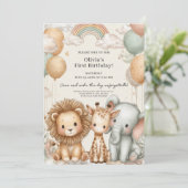 Sweet Safari First Birthday 招待状 (スタンド正面)