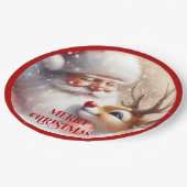 Sweet Santa and Red Nose Rudolph Holiday Plates ペーパープレート (アングル)