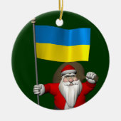 Sweet Santa Claus With Ensign Of The Ukraine セラミックオーナメント (正面)