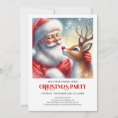 Sweet Santa Rudolph Christmas Party Invitation 招待状 (正面)