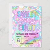 Sweet Sassy And Eight Neon Rainbow 8th Birthday 招待状 (正面)
