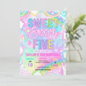 Sweet Sassy And Five Neon Rainbow 5th Birthday 招待状 (スタンド正面)
