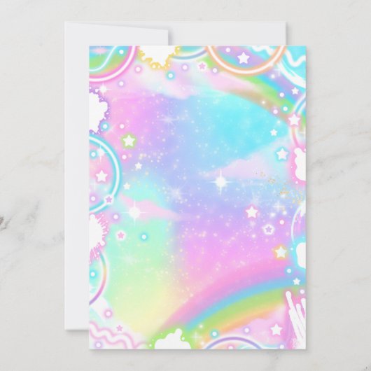 Sweet Sassy And Four Neon Rainbow 4th Birthday 招待状 (裏面)