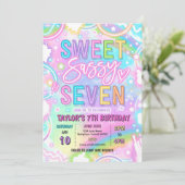 Sweet Sassy And Seven Neon Rainbow 7th Birthday 招待状 (スタンド正面)
