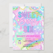 Sweet Sassy And Six Neon Rainbow 6th Birthday 招待状 (正面)