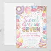 Sweet Sassy Seven 7歳の誕生日 招待状 (正面/裏面)