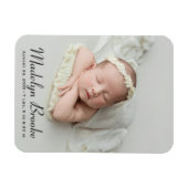 Sweet Script Baby Girl Photo Birth Announcement マグネット (横)