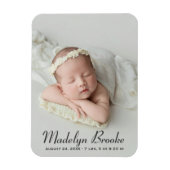 Sweet Script Baby Girl Photo Birth Announcement マグネット (縦)