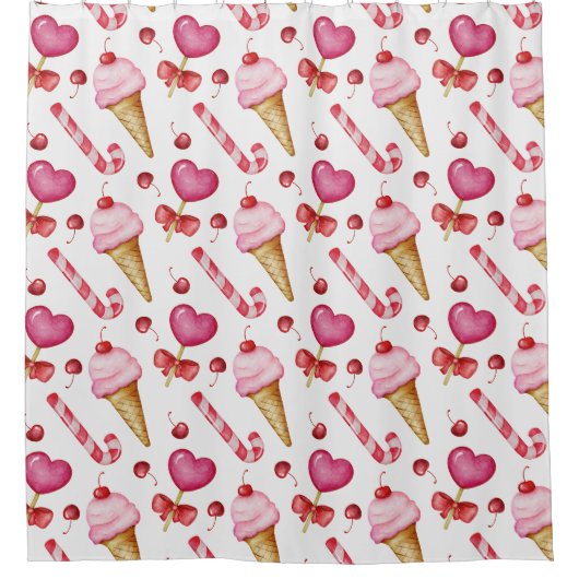 Sweet seamless pattern シャワーカーテン (正面)