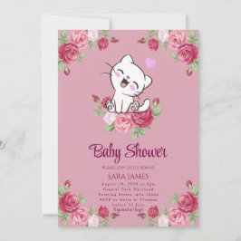 Sweet Serenity Kitten Baby Shower Invitation 招待状