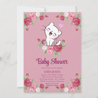 Sweet Serenity Kitten Baby Shower Invitation 招待状