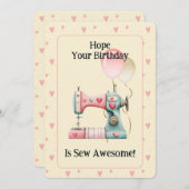 Sweet Sewing Machine Hearts Birthday Card サンキューカード (正面/裏面)
