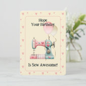 Sweet Sewing Machine Hearts Birthday Card サンキューカード (スタンド正面)