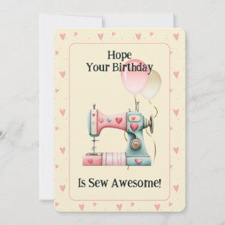 Sweet Sewing Machine Hearts Birthday Card サンキューカード