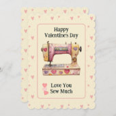 Sweet Sewing Machine Hearts Valentine Day Card サンキューカード (正面/裏面)