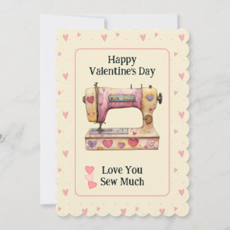 Sweet Sewing Machine Hearts Valentine Day Card サンキューカード
