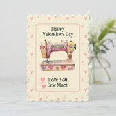 Sweet Sewing Machine Hearts Valentine Day Card サンキューカード (スタンド正面)