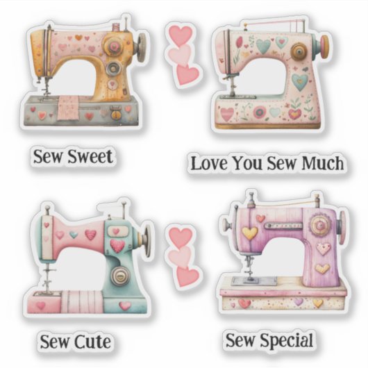 Sweet Sewing Machine Valentines シール (正面)
