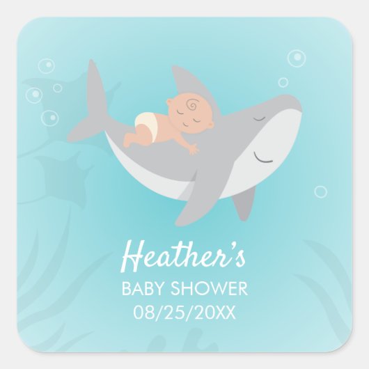 Sweet Shark Baby Showerステッカー スクエアシール (正面)