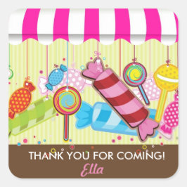 Sweet Shoppe Candy land Birthday Partyスタンプ スクエアシール