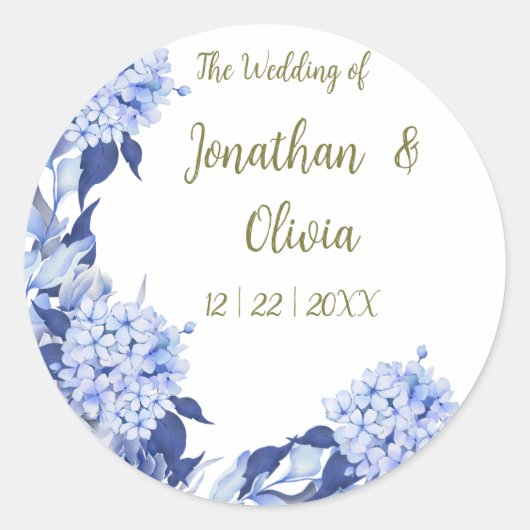 Sweet Shower Spring purple Floral Wedding ラウンドシール (正面)