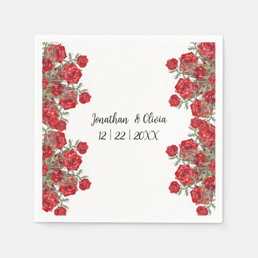 Sweet Shower Spring red roses Wedding スタンダードカクテルナプキン (正面)