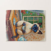 Sweet Siamese Cat and Tea Cup Puzzle ジグソーパズル (横)