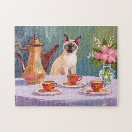 Sweet Siamese & Tea Time Jigsaw Puzzle ジグソーパズル (横)
