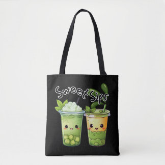 Sweet Sips Kawaii Bubble Tea Duo トートバッグ