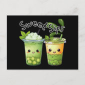 Sweet Sips Kawaii Bubble Tea Duo ポストカード (正面)