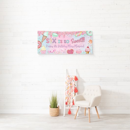 Sweet Six girl 6th birthday banner / backdrop, 横断幕 (インサイチュ)