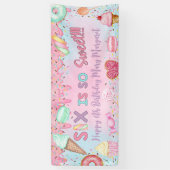 Sweet Six girl 6th birthday banner / backdrop, 横断幕 (縦)