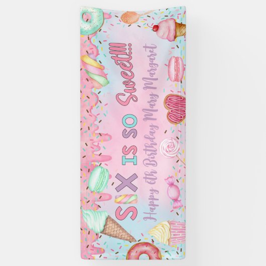 Sweet Six girl 6th birthday banner / backdrop, 横断幕 (縦)