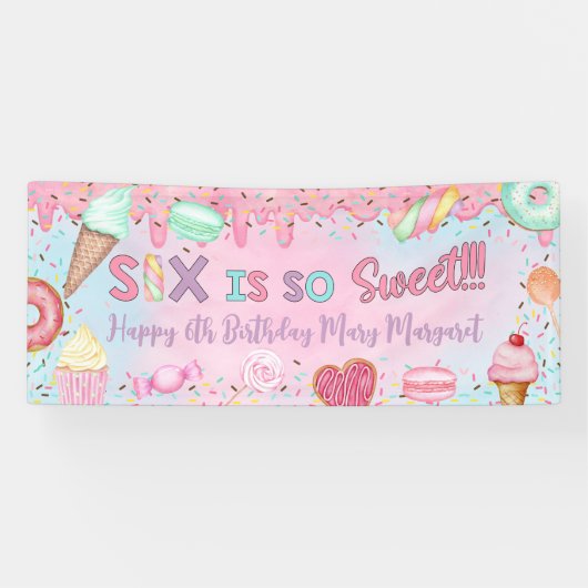 Sweet Six girl 6th birthday banner / backdrop, 横断幕 (横)