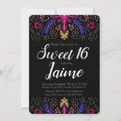 Sweet sixteenおもしろい点々のあるフローラシック 招待状 (正面)