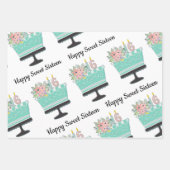 Sweet sixteenお誕生日ケーキラッピング紙シート ラッピングペーパーシート (正面2)