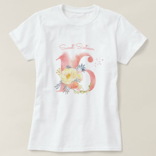 Sweet sixteenかわいらしフローラカスタム16誕生日 tシャツ